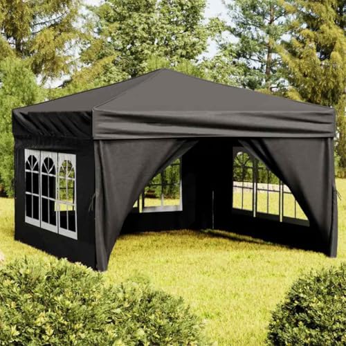 Genérico Carpa para Fiestas Plegable con Paredes Laterales Negro 3x3 m,Casa y jardín,Jardín,Artículos de Exterior,Estructuras de Exteriores,Carpas y cenadores-93525