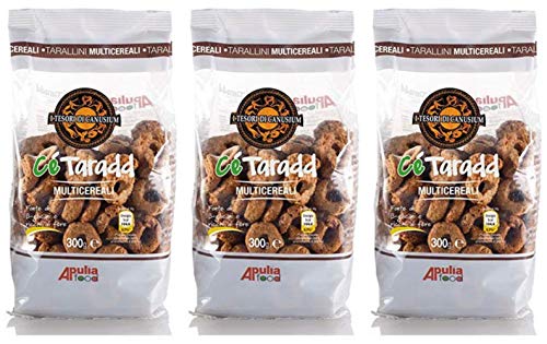 I Tesori di Canusium Ce Taradd Multicereali Italian Multi-cereal Taralli 10.6oz 300gr, Pack of 3
