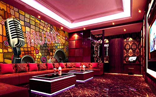 Afashiony 3D Wallpaper Ambilight Microphone Bar Ktv Tooling Wall Decoration Mural, Home Decoration, Detachable Mural-350Cmx245Cm