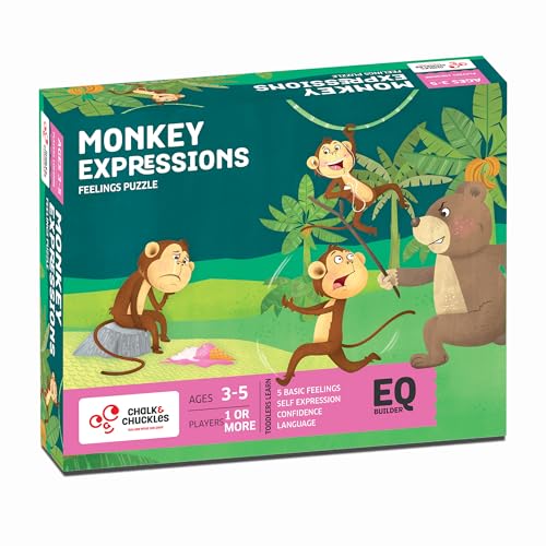 Image of Chalk and Chuckles Monkey Expressions Preschool Feelings Puzzle Ages 3-6 Years Old, Social Emotional Learning, Educational Toy