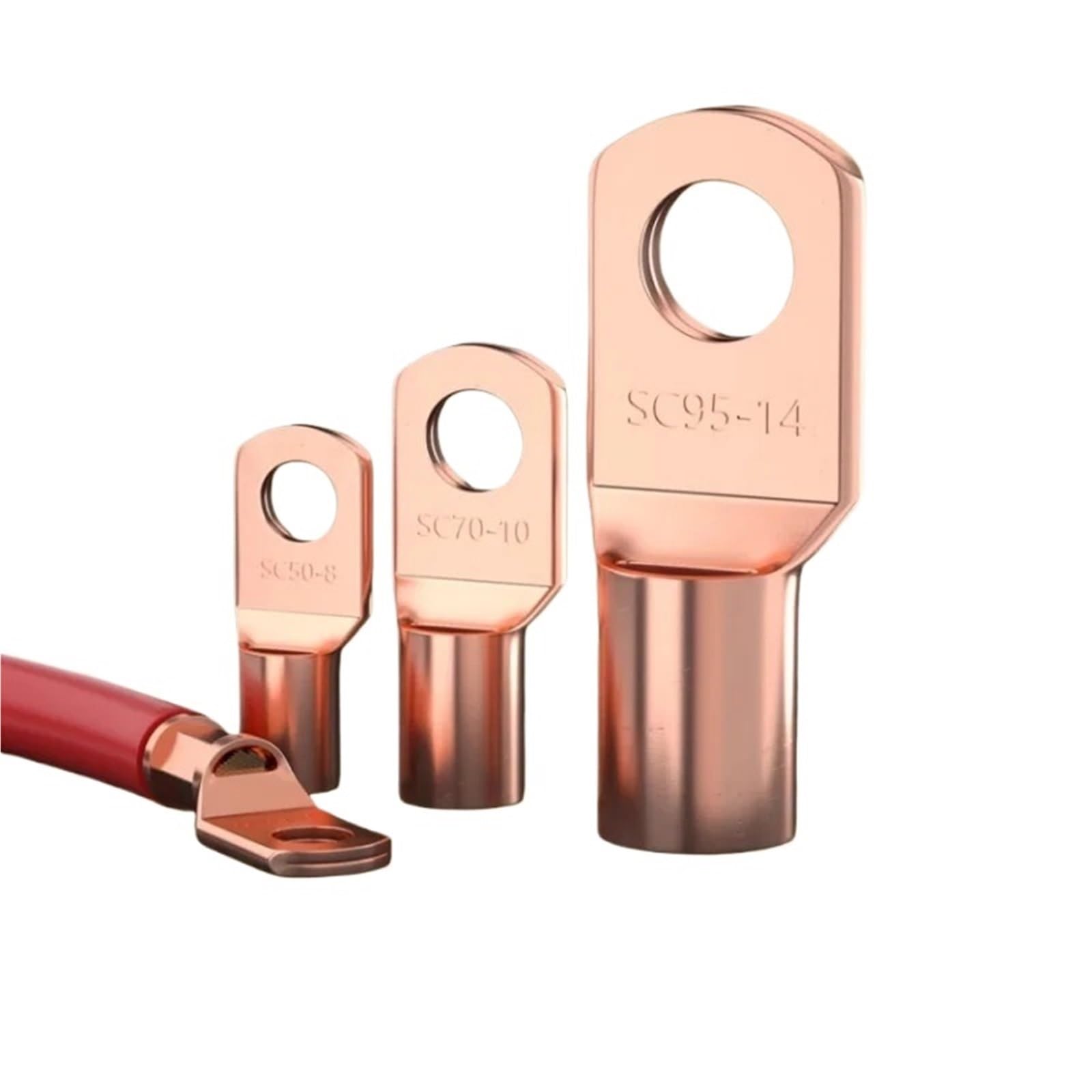 Baynopurin Sc6-5 20Pcs Round Insulated Crimp Terminals 5/20Pcs 4 70Mm2 Sc4-95 Tinned Copper Sc Wire Nose Ring Crimp Cable Lug Connector Kit(Sc6-5 20Pcs)
