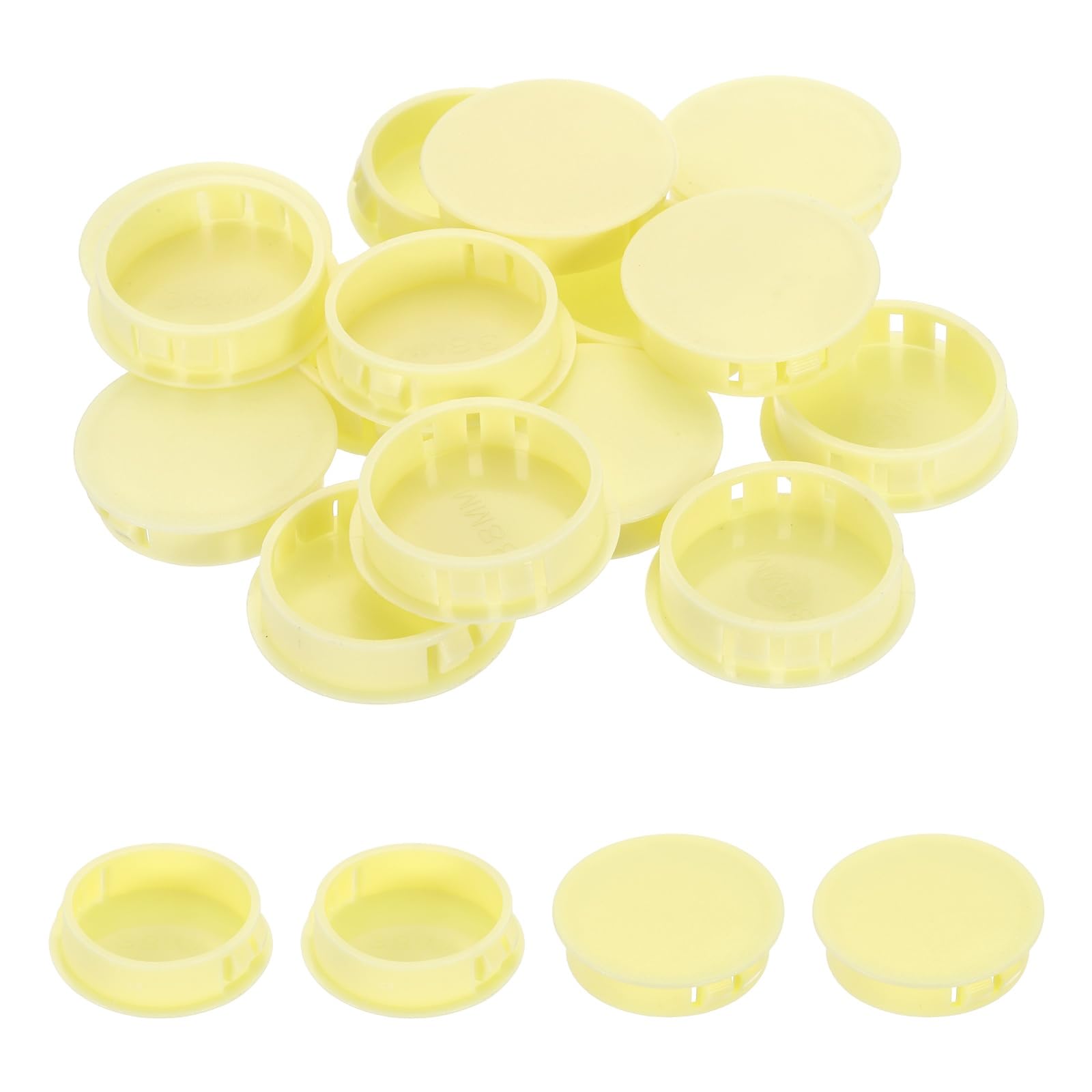 sourcing map Hole Plugs 50pcs 38mm(1-1/2-Inch) Plastic Plugs for Round Holes Flush Type for Furniture Cabinets Machines Hardware Fencing Post Pipe, Yellow