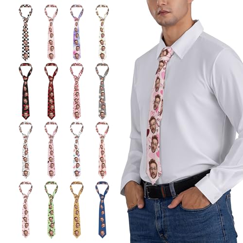 LSDINDF Personalised Photo Ties, Custom Face Ties for Men, Personalized Photo Necktie, novelty ties for men, funny ties, Personalised Gifts for Men Dad Husband