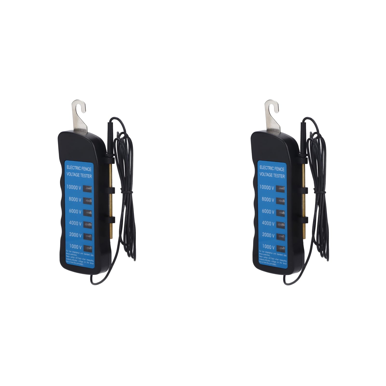 Qcwwy Tester per Misuratore di Tensione per Recinzione Elettrica Impermeabile 2 Pezzi 1000-10000 V ABS Rame 6 Luci per Fattoria, Serie di Rilevamento, Misuratore di Tensione per