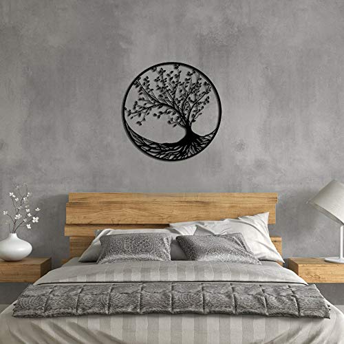 Biuteawal Metal Wall Art Tree Of Life Family Tree 3D Metal Wall Sculptures 24 Inch Rustic Woodland Cabin Wall Hangings Decorative Outdoor Wall Art #TOP30