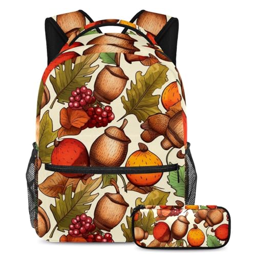 Sac à dos avec trousse à crayons motif automne pour les voyages scolaires