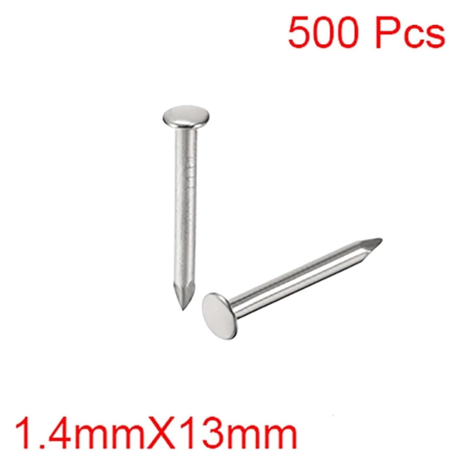 Małe mosiężne gwoździe, 500 szt. 1,4 x 13 mm, stalowe, małe, okrągłe, okrągłe gwoździe do skrzynek na biżuterię