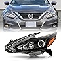 ACANII - For 2016-2018 Nissan Altima Black Bezel w/o LED Halogen Replacement Headlight Headlamp - Driver Side Only