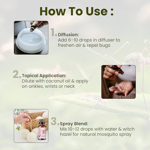 Image of Romyco Citronella Essential Oil 15ml | Natural Insect & Mosquito Repellent Oil | Therapeutic Grade Pure Natural Undiluted | Aromatherapy Diffuser
