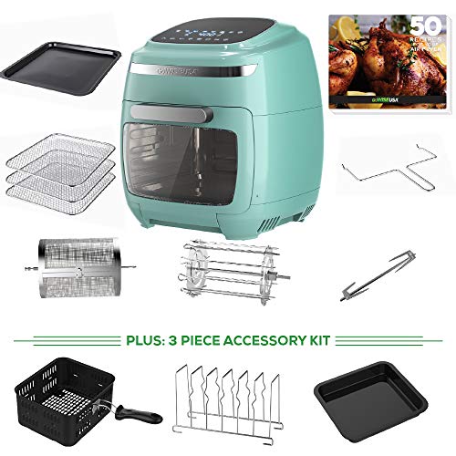 GoWISE USA 11.6-Quart Air Fryer Oven with Rotisserie and Dehydrator Functions + 8 Piece Accessory Set + 3 piece Accessory Kit+ 50 Recipes, Vibe (Mint)