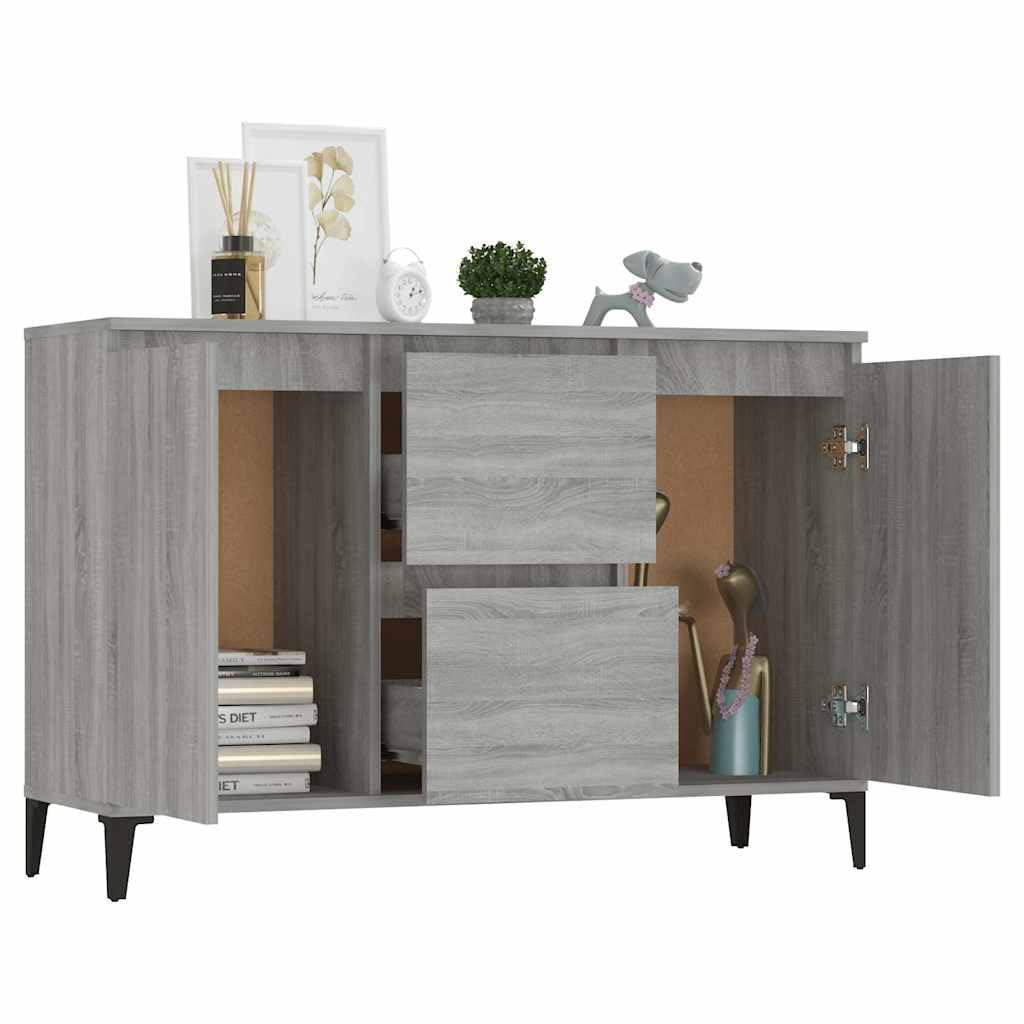 Credenza grigio Sonoma, 102 x 35 x 70 cm, comò con 2 ante e 2