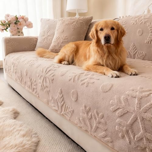 Funda De Sofá Lavable Antideslizante Para Perros, Protector De Sofá Ultra Suave Y Esponjoso Con Estampado De Copos De Nieve, Funda De Muebles Apta Para Mascotas Para Sofás Y Camas Para Mascotas