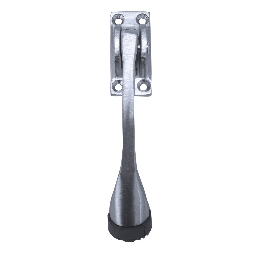 Tell Manufacturing DT100007 Kickdown Door Holder, Satin Chrome Plated Cast, 4-1/8"