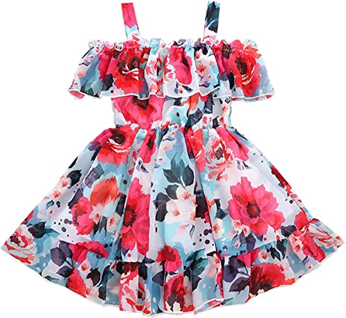 Image of Floral Digital Printed Girls Midi /Knee Length Kids Dress