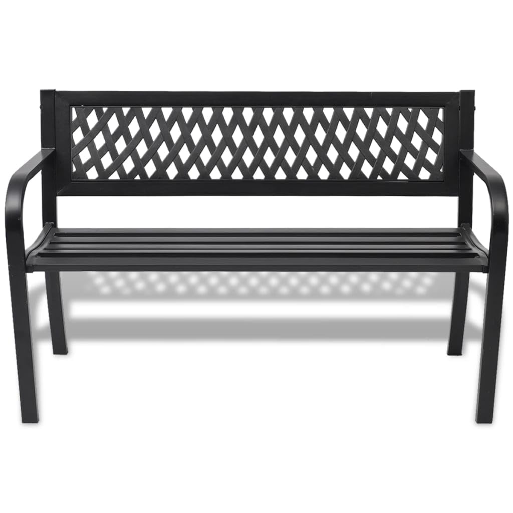 vidaXL Banco de jardín de Acero Negro 118 cm