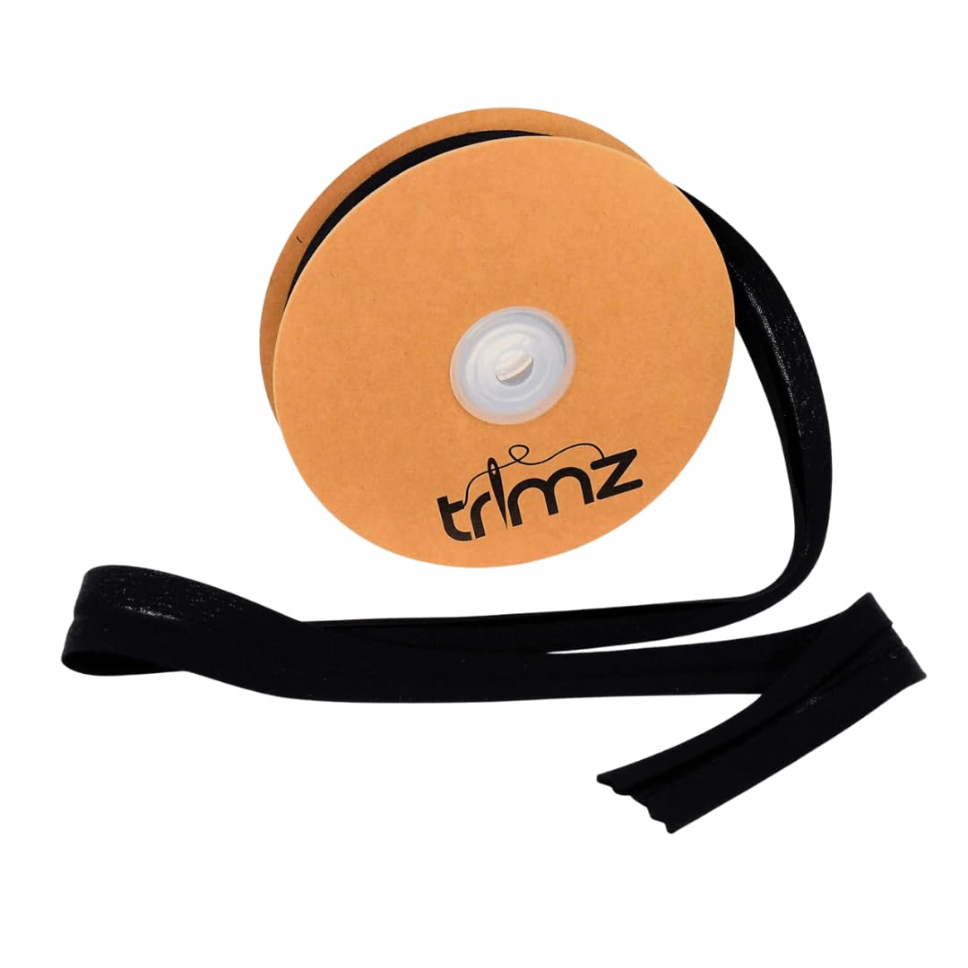 Trimz Black Cotton Bias Binding 20Mm – – 20M Reel – 100% Cotton Sewing Tape