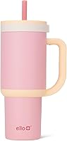 Vista 57 de Ello Oasis Vaso de 24 oz con asa y popote retráctil Taza reutilizable de acero inoxidable aislada 100% a prueba de fugas, regalos