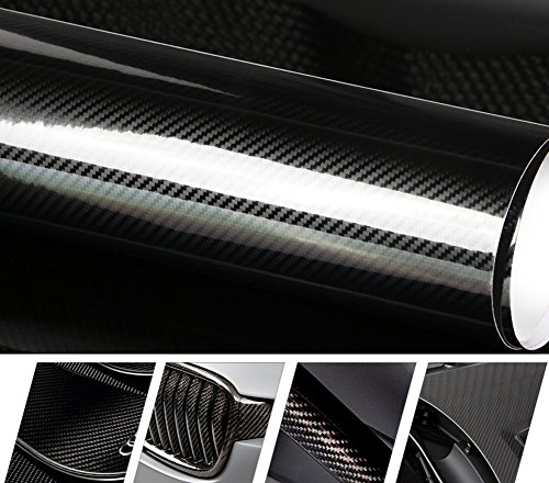 Moyishi 12''X60'' High Gloss Black Carbon Fiber Vinyl Wrap Texture 3 Layer 5D Vinyl Wrap Diy Film #TOP2