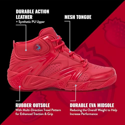 Image of SHAQ Devastator High Top Basketball Shoes for Men, Indoor or Outdoor Court Basketball Mens Sneakers - Black, White, Green, Blue, Orange or Red Size 8 to 15