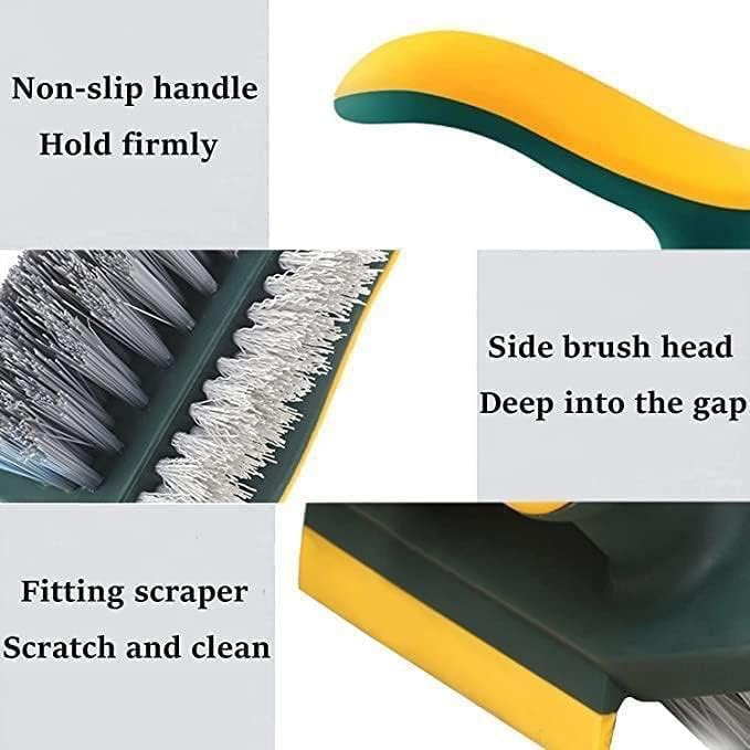 Image of Grout Cleaner Brush 4 in 1 with Squeegee,Bathroom Floor Cleaning Brushes,V-Shape Gap Cleaning Brush Multifunctional scrubbing Floor Brush for Corner, Kitchen (Multicolor 2)