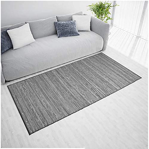 Alfombra de Salón o Comedor, Casiopea Opal en Gris Celeste, de Bambú Natural, 140 X 200 cm Natur, 140x200 - Hogar y Más