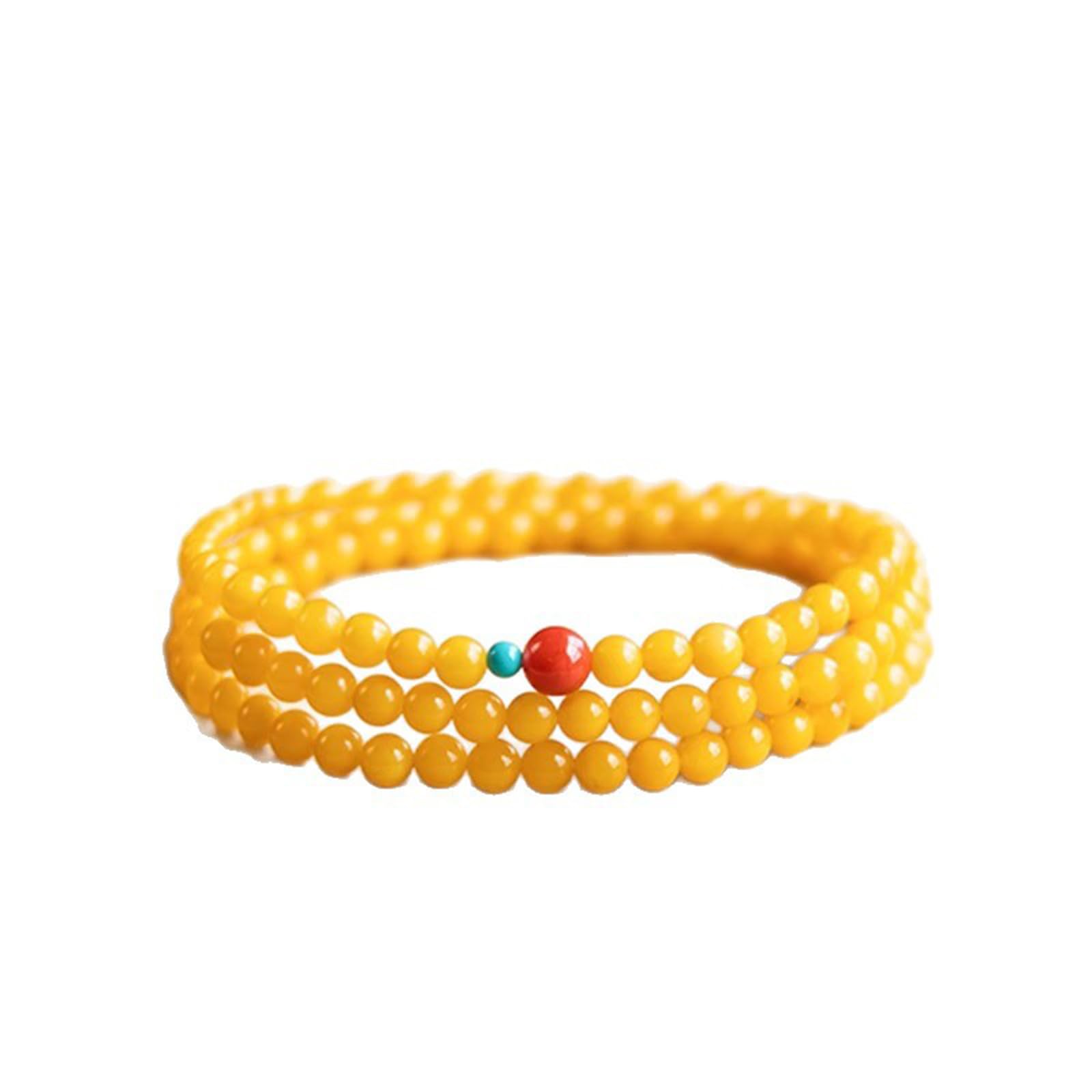 Hhhxkkuo Natural Yellow Agate 3-Wrap Chalcedony Stretch Beaded