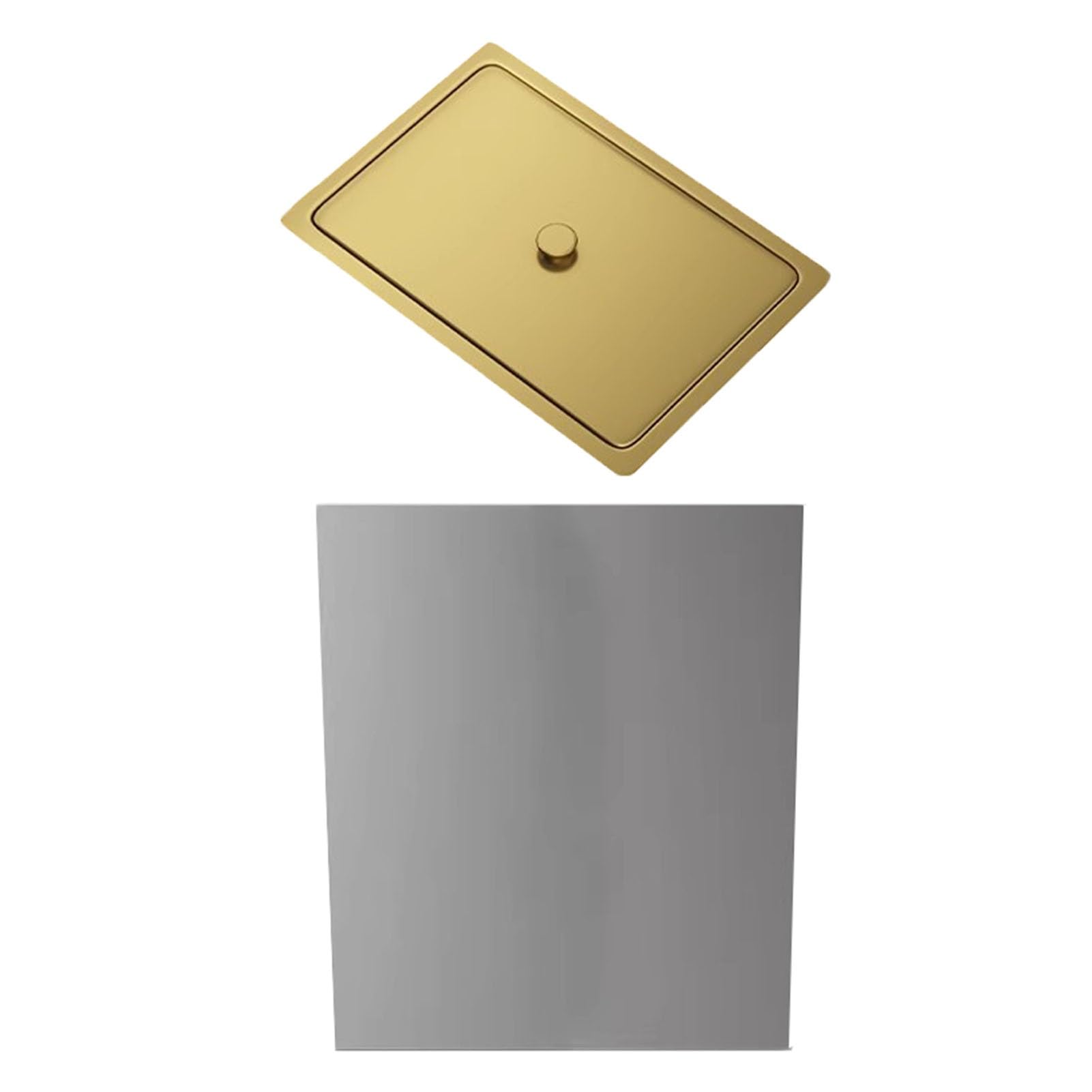 DFGHNBVC Recessed Stainless Steel Trash Can Builtin Hidden Garbage Bin For Kitchen Bathroom Office Countertop Trash Chute Spacesaving Stylish Waste Solution,Gold-A-Lid+Can