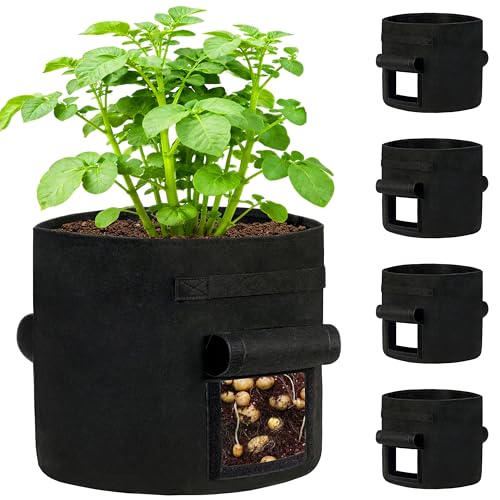SORANGEUN 30 Gallon Potato Grow Bags 4-Pack with Dual Harvest
