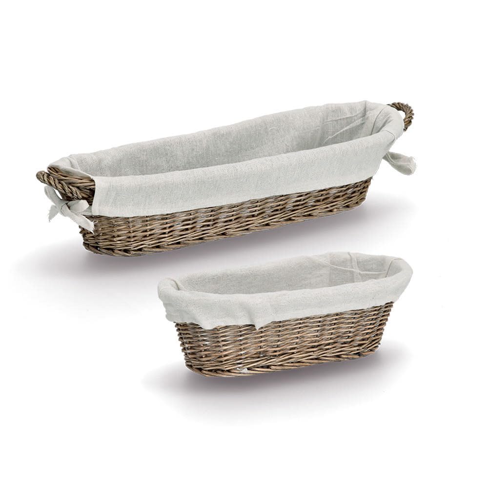 Zeller 14175 Panier à baguettes avec sac en osier et toile