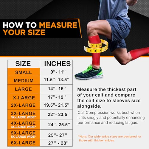 Image of Premium Calf Compression Sleeve 1 Pair 20-30mmHg Strong Calf Support Multiple COLORS Graduated Pressure for Sports Running Muscle Recovery Shin Splints Varicose Veins Doc Miller (Red, Small) | Graduated Support for Running, Shin Splints, Calf Strain, Knee High, Small to 6XL Plus Size
