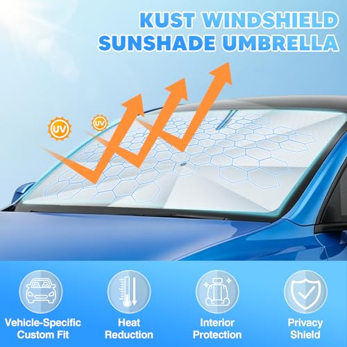Image of KUST Ice Crystal Sun Shade Umbrella for 【2018-2026 Chevrolet Chevy Traverse / 2024-2026 GMC Acadia】 | Custom Fit Windshield Sunshade | with Bendable Handle | Blocks Heat & UV Rays Keep Car Cool