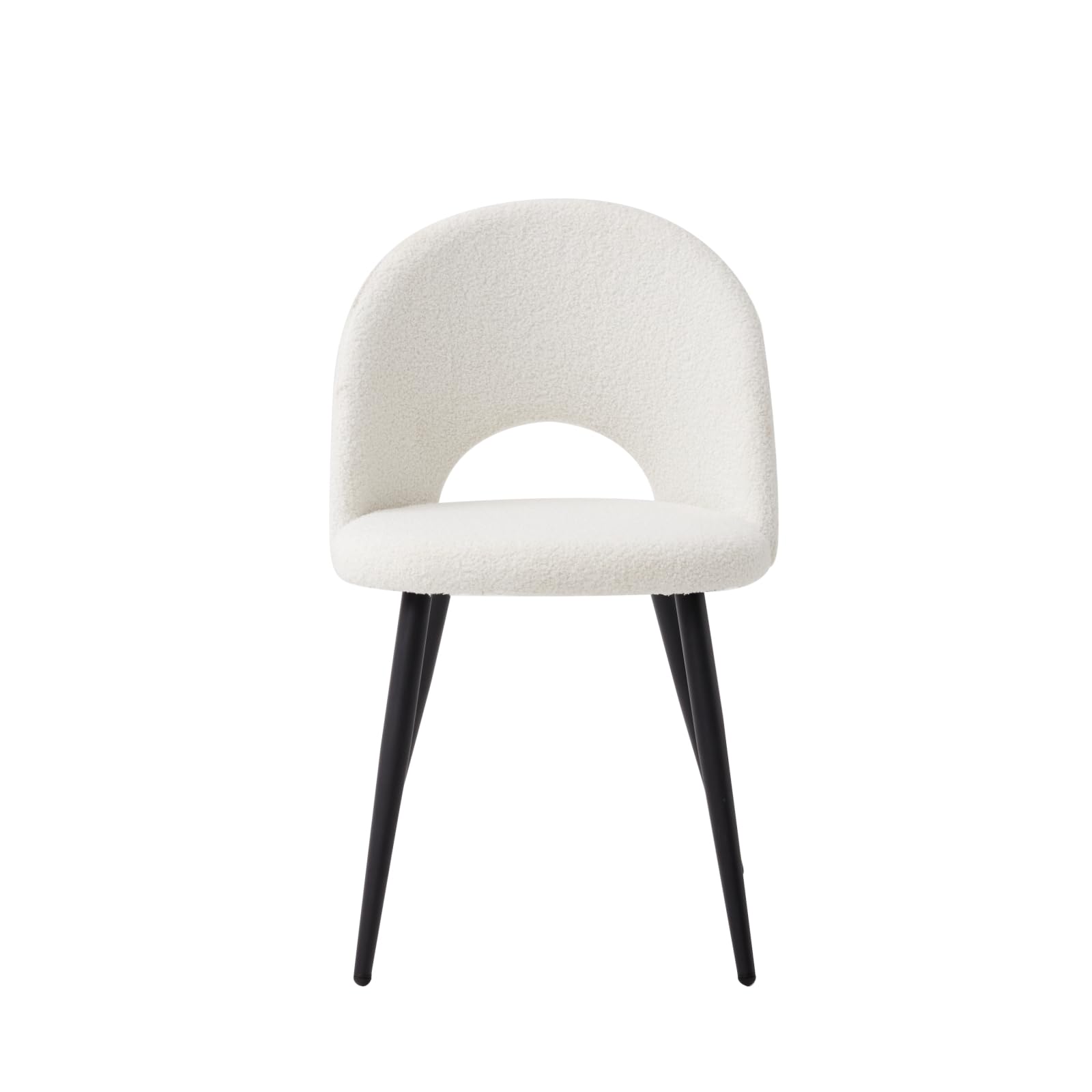 Set di 4 Sedie da Sala da Pranzo, Sedia da Pranzo Teddy in Velluto Morbido, Sedia da Cucina con Cuscini e Braccioli, Gambe in Metallo - Bianco
