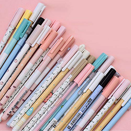 Sencoo 24 pack Gel Ink Rollerball Pens Blue Pens Cute Pens for Girl Smooth Writing for Student Model Random