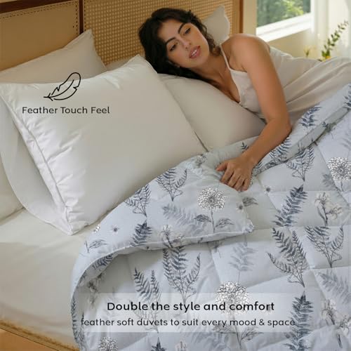 Image of AYKA Reversible AC Comforter 150 GSM Microfiber Summer Blanket Single Bed (60x90 Inches) | Eden Leaves Design Cooling Quilt for AC Room | Soft Breathable Duvet Green & Pink