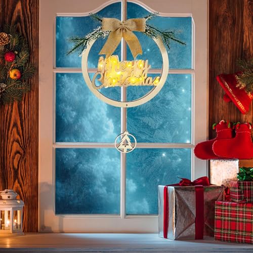 Panneau en bois de Noël réutilisable pour éviter les décorations jetables de porte - 3