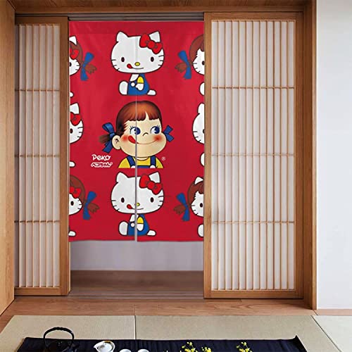 ペコちゃん のれん暖簾 四季兼用 簡単取り付け 玄関目隠し 寝室 浴室用 湯 リビング階段 お部屋の間仕切りドアカーテン 86cm*143cm