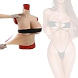 Half-Body High Collar Fake Boobs K Cup False Breast Forms Crossdresser Big Tits Vest for Transgender Silicone Filled