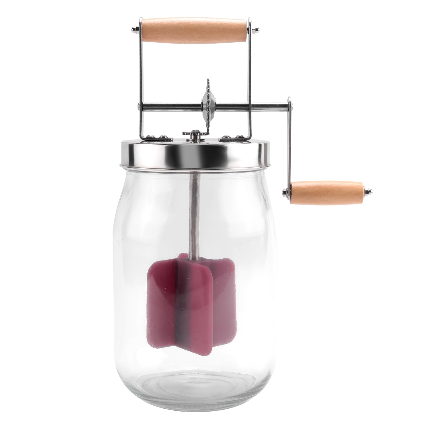 Handkurbel Butterkanne Manueller Butterbereiter Sahnemixer Silikon Lebensmittel Rührwerkzeug Glas Küchenzubehör 1L