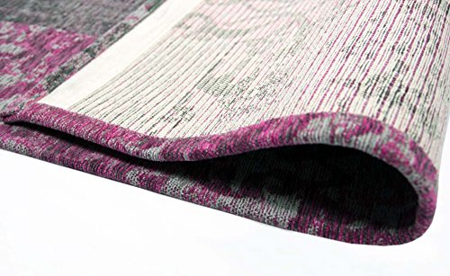 CARPETIA Moderner Teppich Designer Teppich Orientteppich Patchwork Kelim Teppich pink grau Größe 80x150 cm – Bild 4