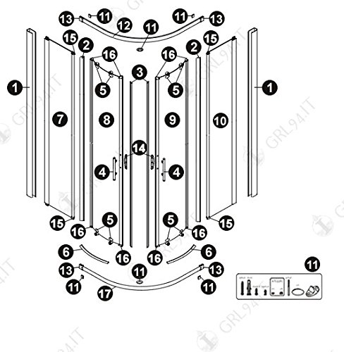 Novellini Cuscinettisupporti LUNES R Vers. Binario Unico /cromo R07lur1-B, Silver