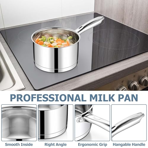 Joyfair 18cm Saucepan, 2.8L Stainless Steel Tri-Ply Sauce Pan with Glass Lid, Induction/Gas/Electric/Ceramic/Halogen Safe Large Milk Pot for Kitchen Cooking Boiling Stewing, Non Toxic & Easy to Clean - Image 4