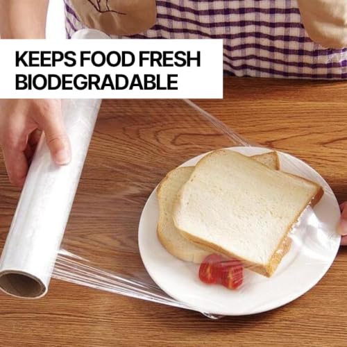 Image of GI Store Plastic 100 Meter Guaranteed Food Wrap Compostable Cling Film| Transparent Foil Wrap Easy to Use 12 inch, Extra Thick BPA Free Food Wrap (Pack of 1)