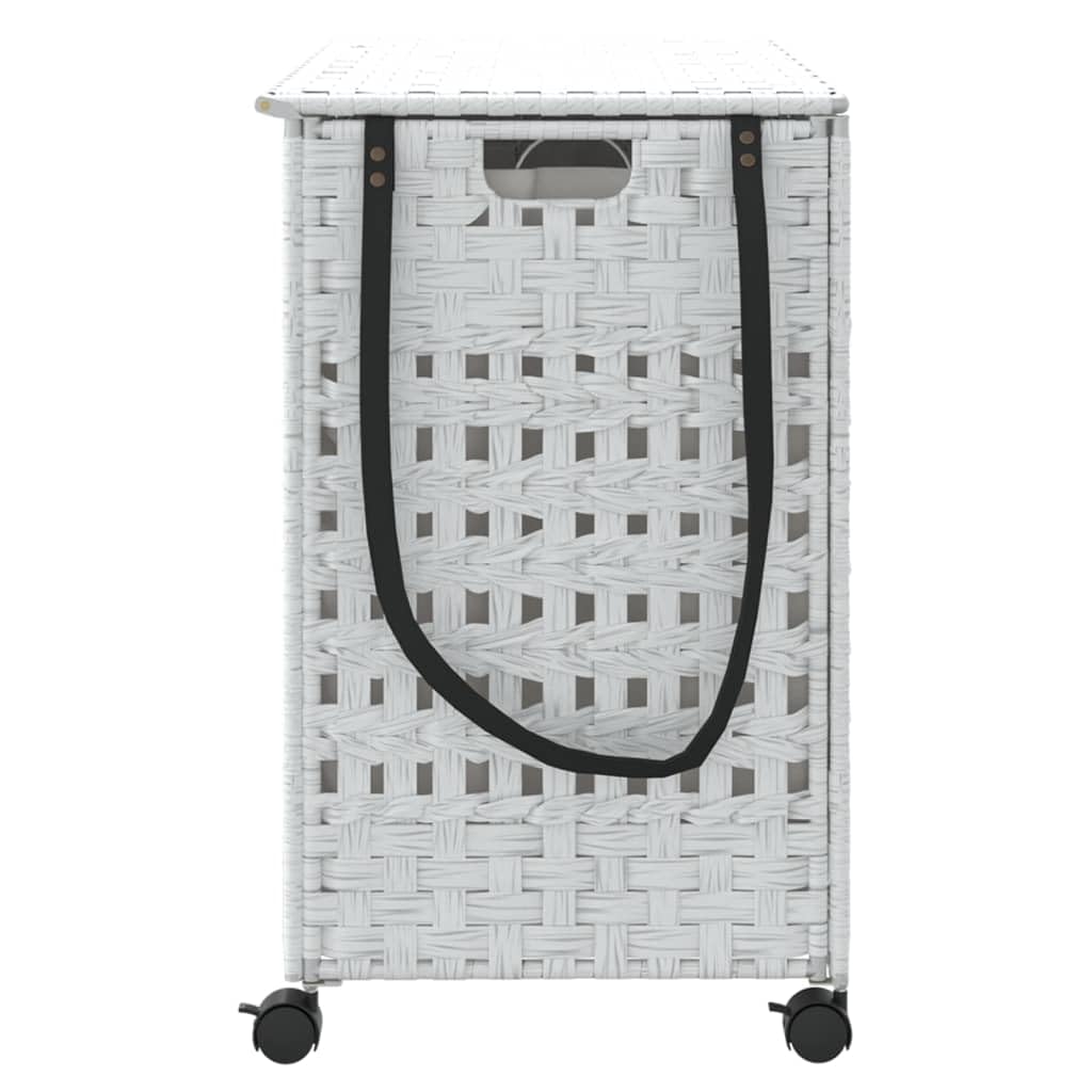 vidaXL Cesto Portabiancheria con Ruote Bianco 66x35x60 cm Rattan