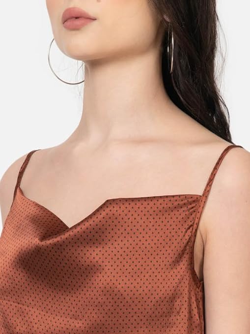 Image of Women's Fit and Flare Polka Dot Square Neck Sleeveless Shoulder Strap Dress