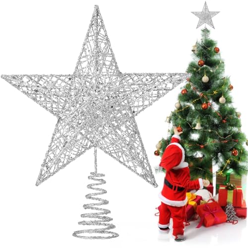Baumspitze Stern Silber – Elegante Christbaumspitze Silber aus...