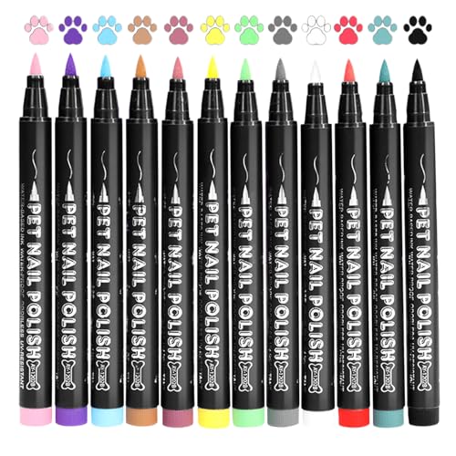 Esmalte de uñas para perros, esmalte de uñas para mascotas | Juego de esmalte de para mascotas de 12 partes para perros, set de esmalte de de mascotas seguro y secado rápido, e