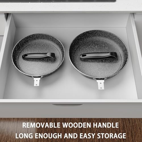 Kiseely Set Di Padelle Antiaderenti, Padella In Ghisa Da 26 Cm + 28 Cm + 30 Cm, Set Da 3 Pezzi Per Cucinare, Padelle Professionali Antiaderenti Con Manico Resistente Al Freddo (KU1) - 7