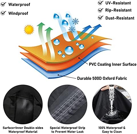 Raweao Round BBQ Cover for Weber 57cm, Kettle BBQ Cover for Weber 57cm 47cm Grill Cover, 500D Oxford Waterproof Windproof(Φ71x68cm)