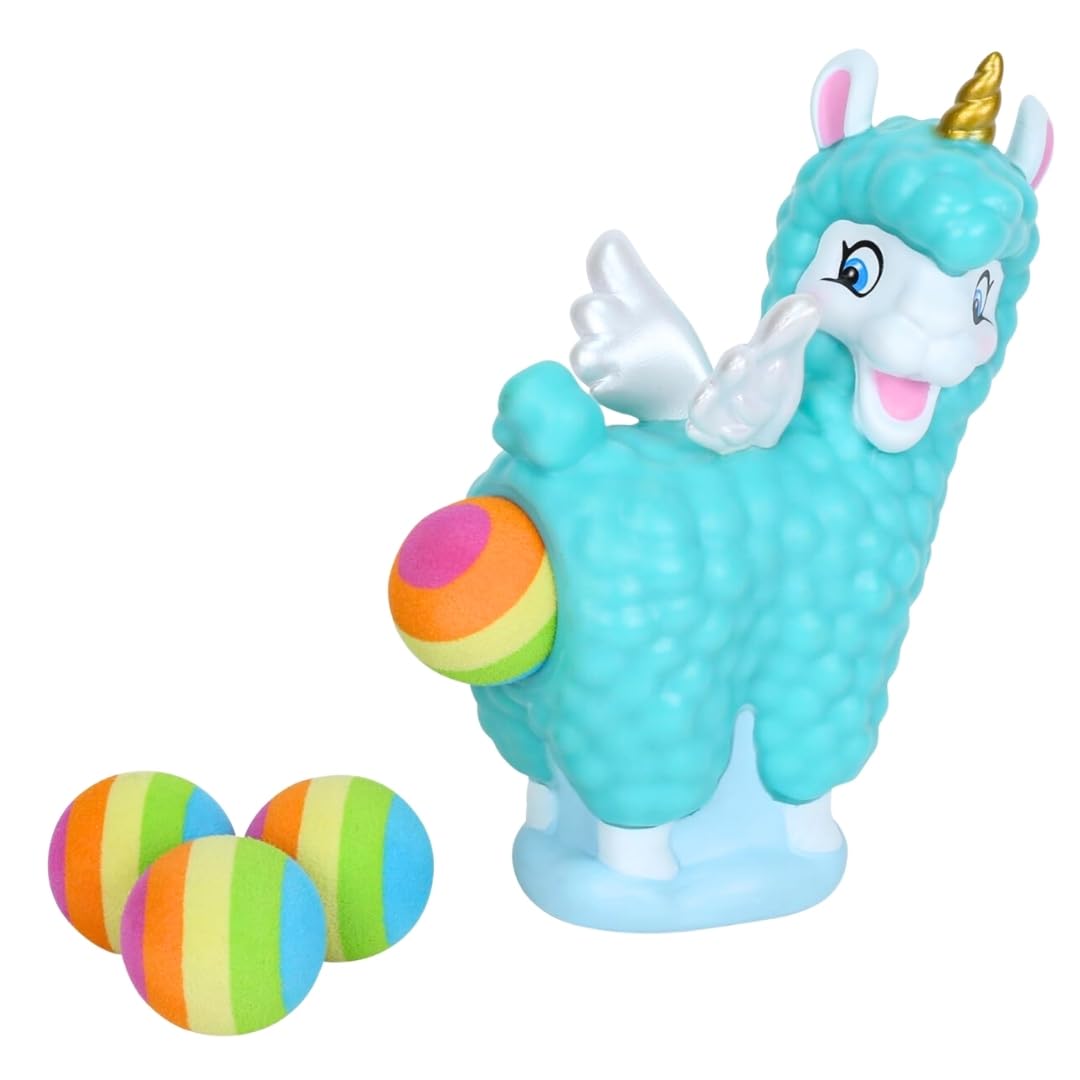 Zing Popper Toy - Launches Foam Balls Up to 20 Feet - Fun Indoor and Outdoor Game for Kids - Includes 4 Foam Balls (Llamacorn)