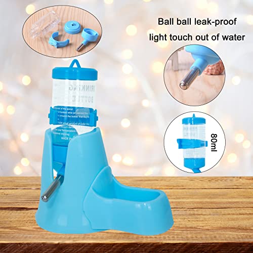 Hamster Automatic Feeder Dispenser For Small Animal Rhamster Ferret Bunny Rabbit Pig Hedgehog Bird Feed Pets, Mini Auto Food Feeding Cage Water Bowl For Vacation（1Pcs Feeder+1Pcs Water Bowl(Blue) #TOP6